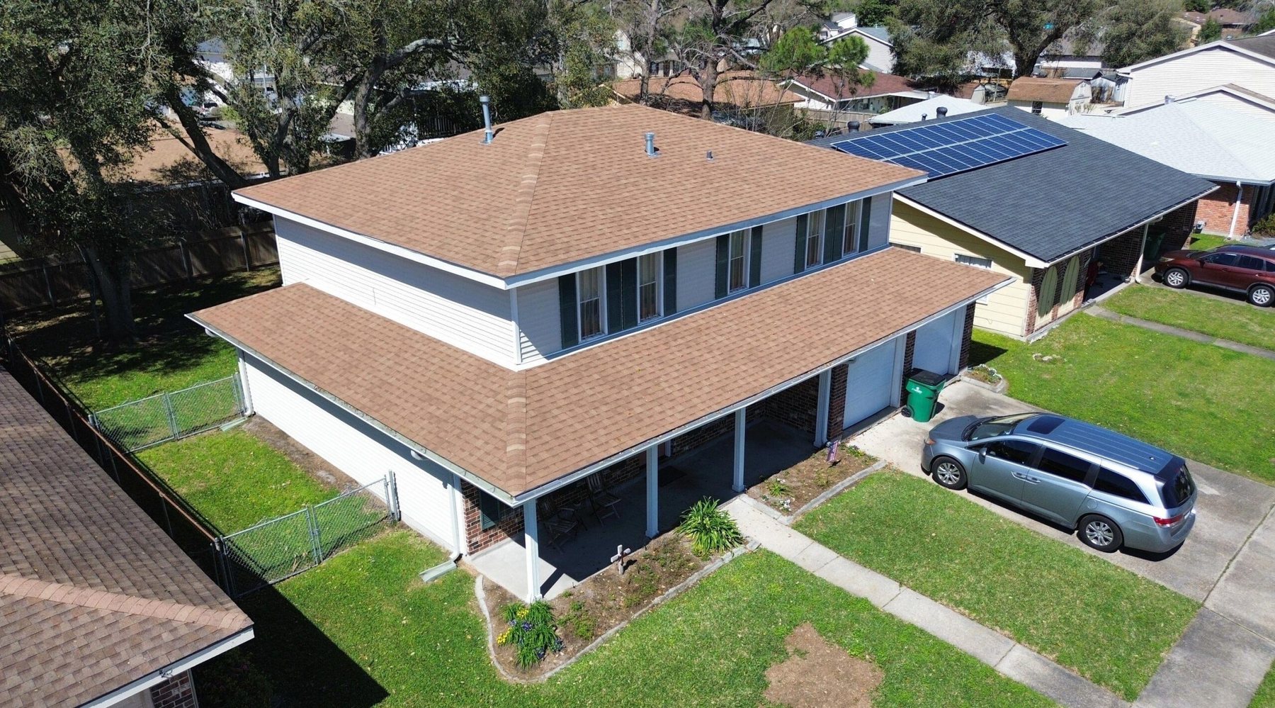 A completed roof replacement by Robertson Roofing